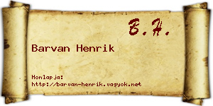 Barvan Henrik névjegykártya